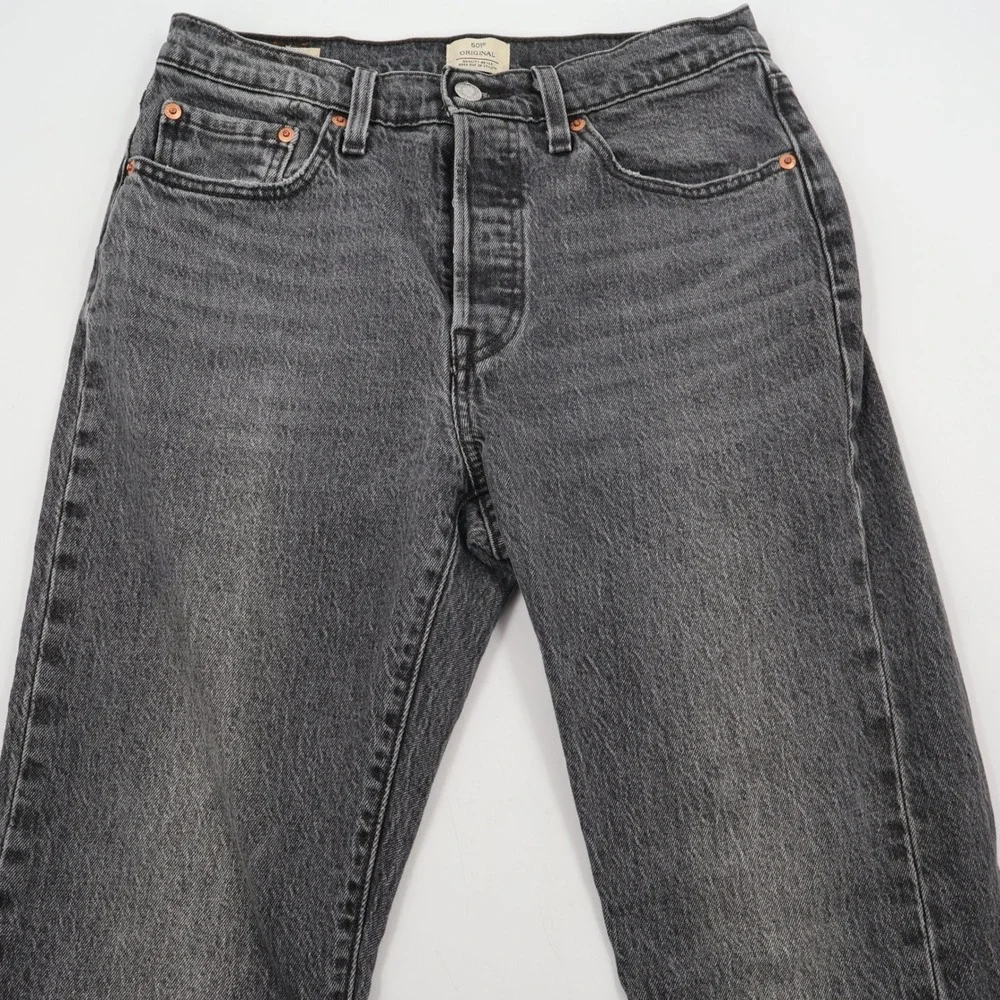 Levi's 501 Original Jeans Mens 28x32 Black Faded Straight Leg Button Fly Premium